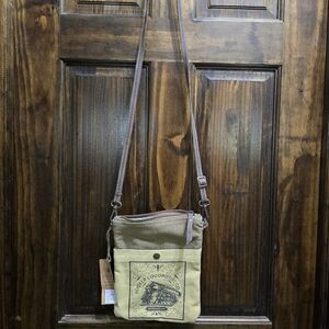 NWT Clea Ray Canvas Crossbody Hooket Locomotive Advertising Military Canvad